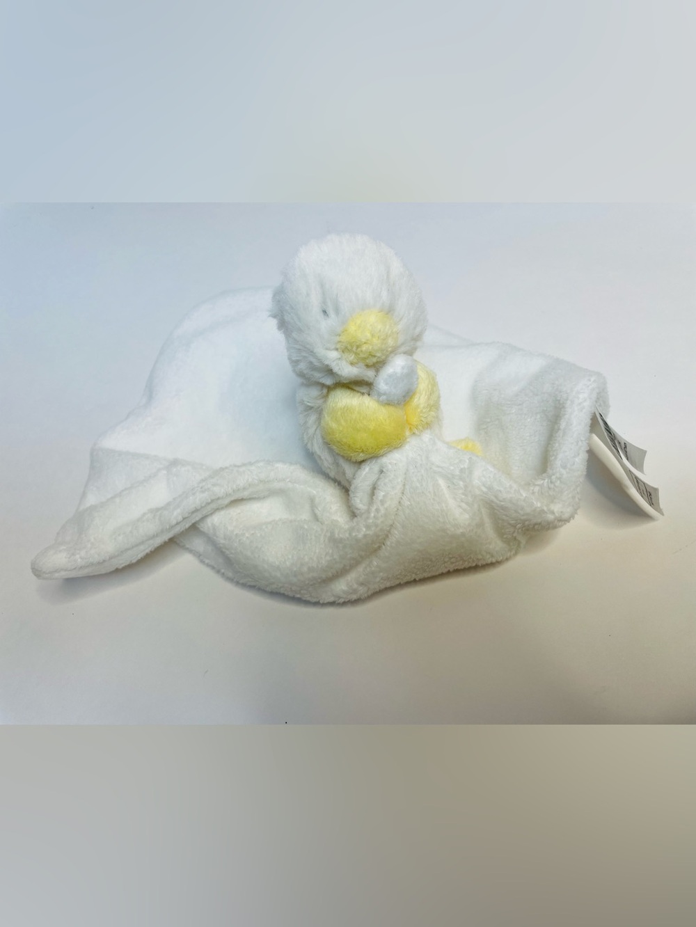 The Little White Company Duck Lovey Security Blanket Plush Yellow White Rare HTF